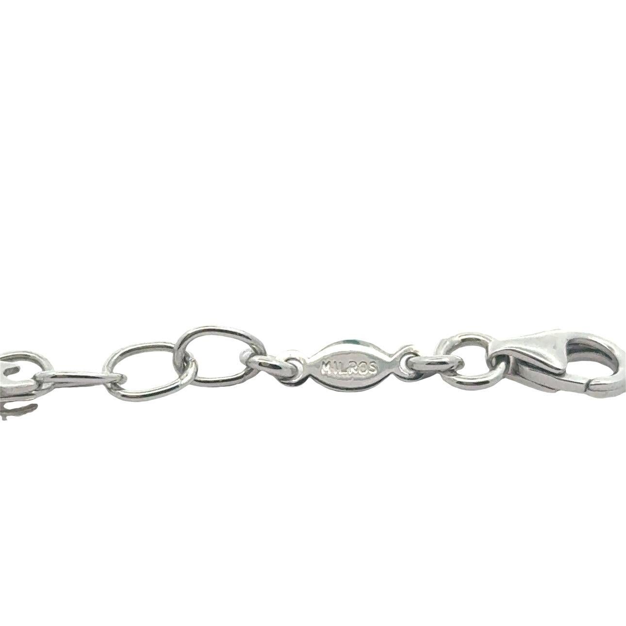 Italian Elephant and Flower 14K White Gold Bracelet For Sale 2