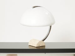 Italian Chrome Travertine Table Lamp 1960s