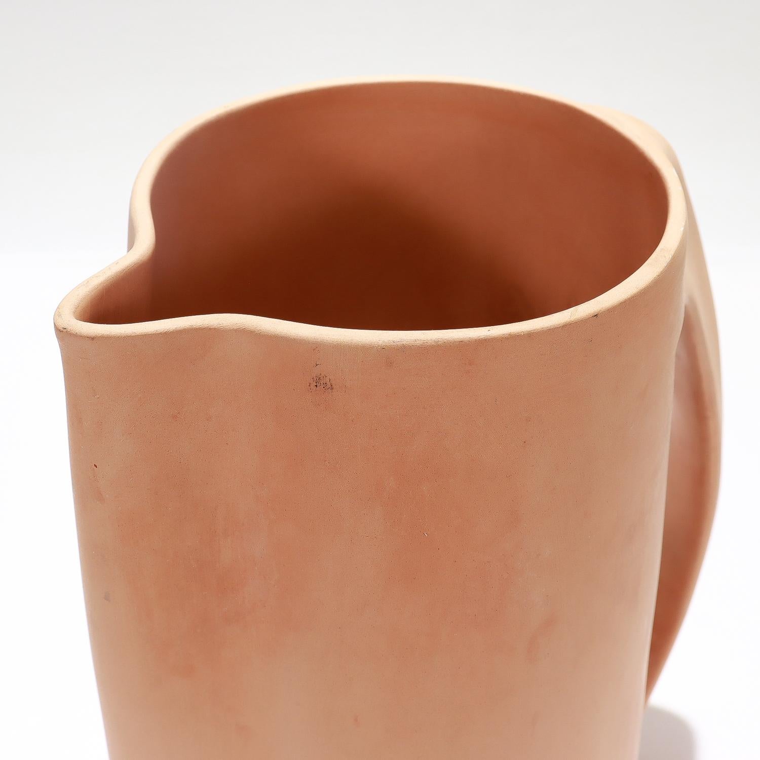 Italian Elsa Peretti for Tiffany & Co. Terracotta 'Thumbprint' Handled Pitcher 5