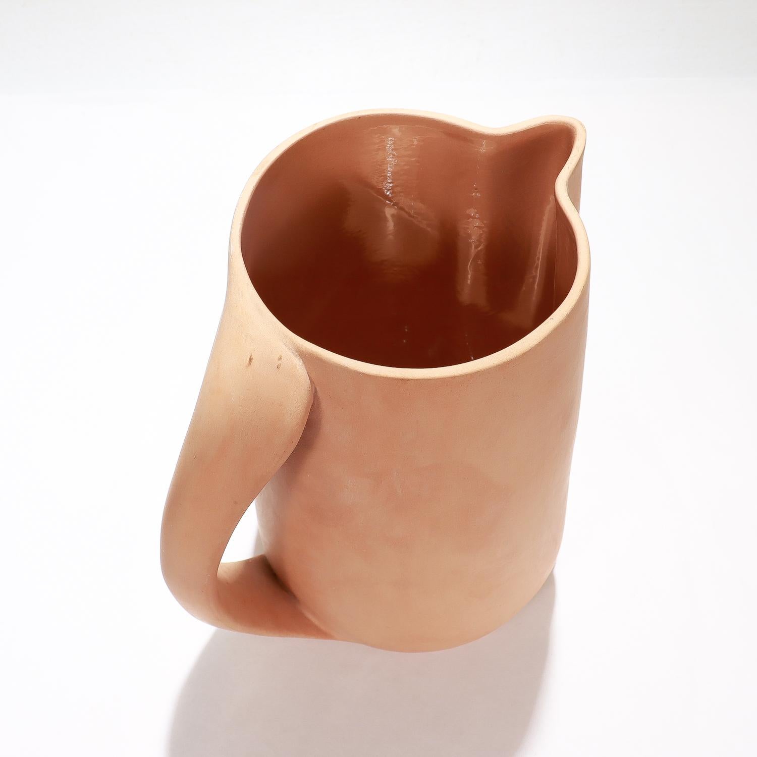 Italian Elsa Peretti for Tiffany & Co. Terracotta 'Thumbprint' Handled Pitcher 6
