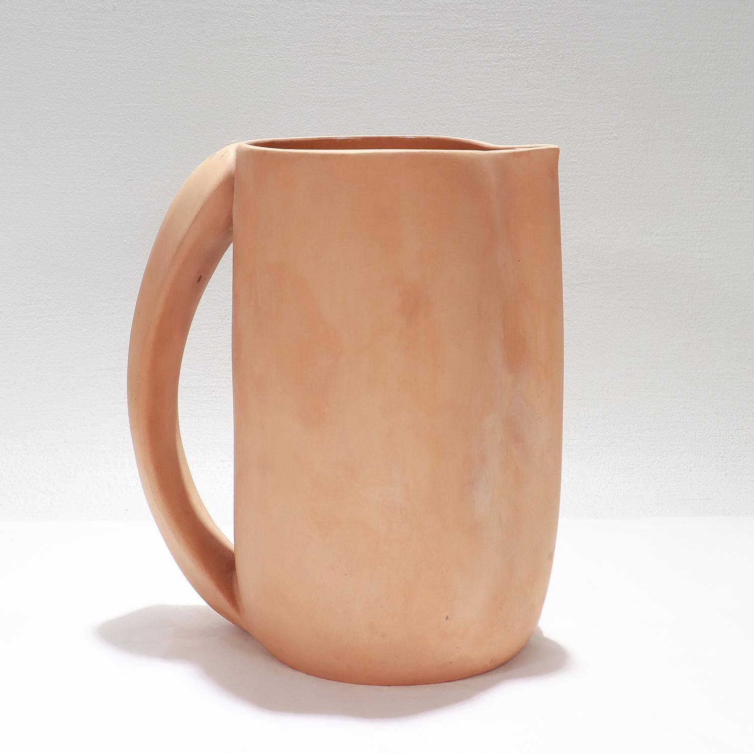 Modern Italian Elsa Peretti for Tiffany & Co. Terracotta 'Thumbprint' Handled Pitcher