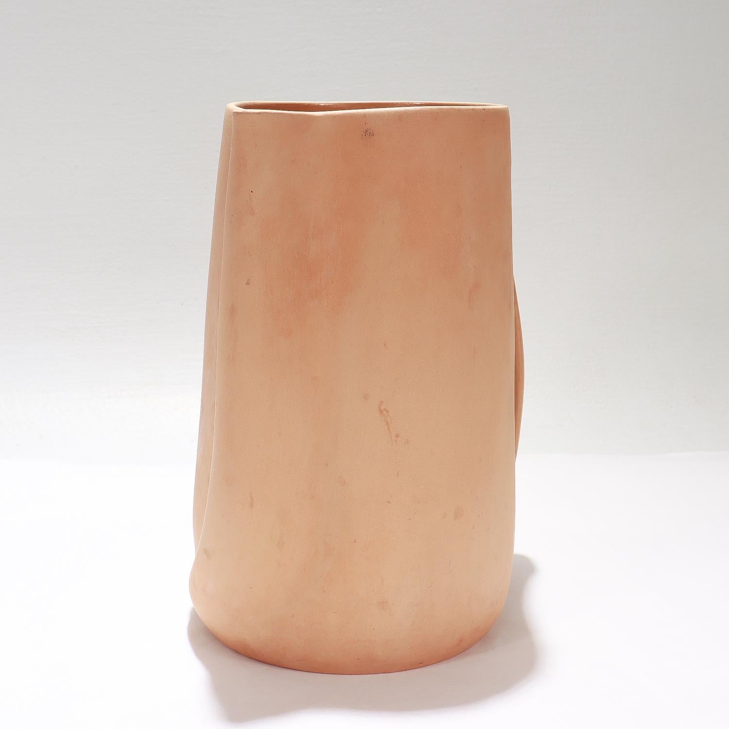 Italian Elsa Peretti for Tiffany & Co. Terracotta 'Thumbprint' Handled Pitcher 1