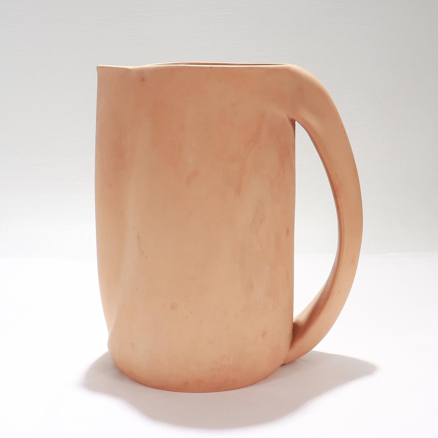 Italian Elsa Peretti for Tiffany & Co. Terracotta 'Thumbprint' Handled Pitcher 2