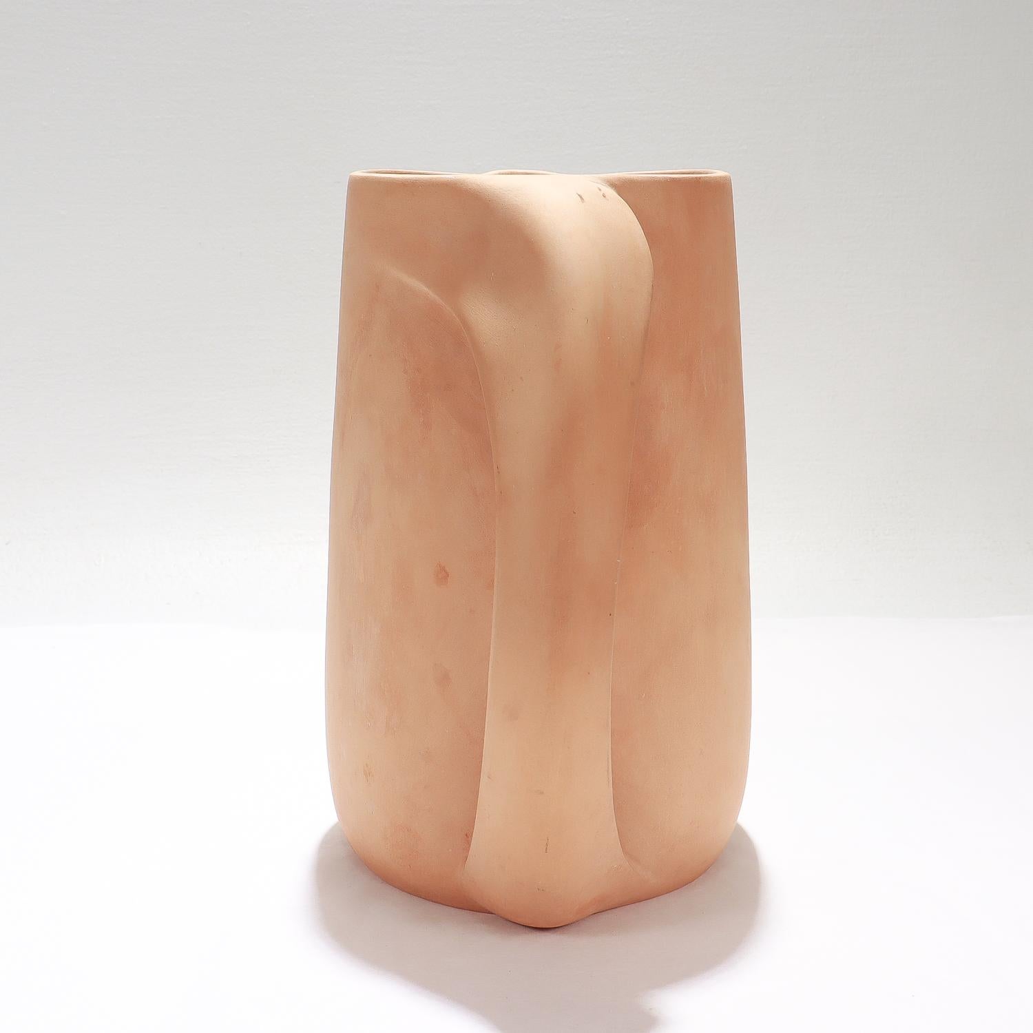 Italian Elsa Peretti for Tiffany & Co. Terracotta 'Thumbprint' Handled Pitcher 3