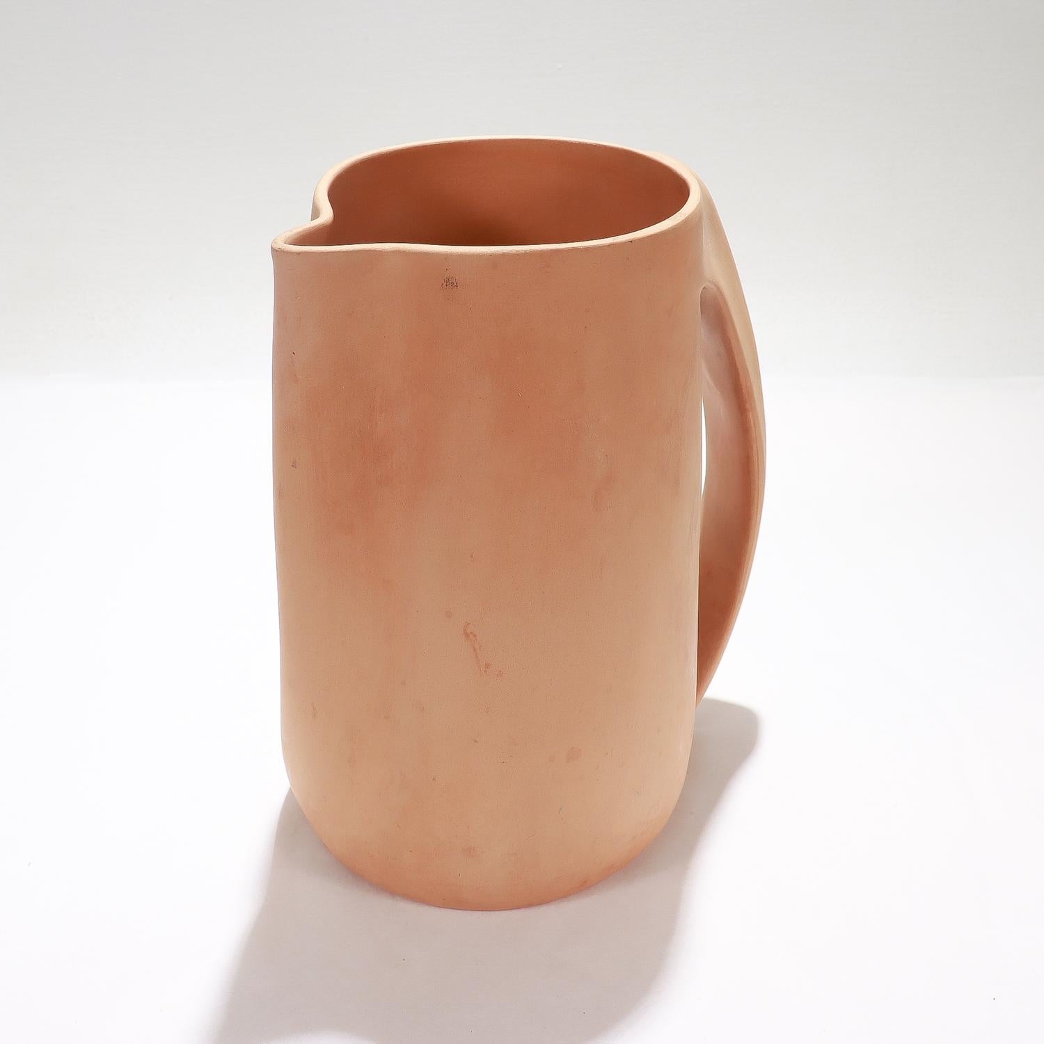 Italian Elsa Peretti for Tiffany & Co. Terracotta 'Thumbprint' Handled Pitcher 4