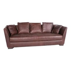 Italian Embossed Leather Tuxedo Sofa Crocodile Pattern, Single Cushion, 1990