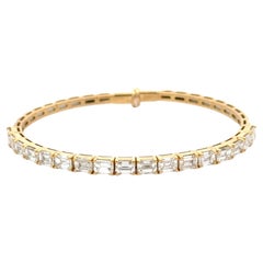 Bracciale italiano con diamanti taglio smeraldo 5,40 carati in oro giallo 18 carati