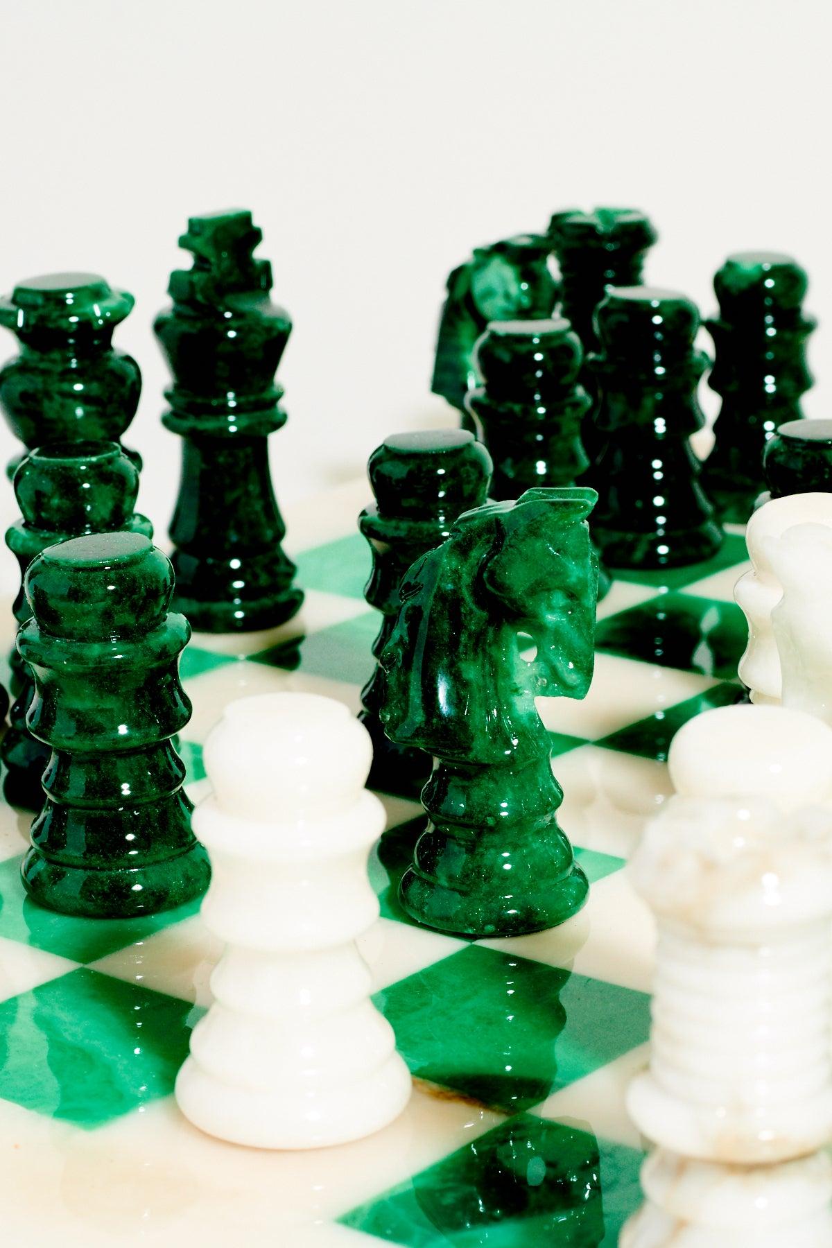 marble chess set green
