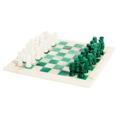 Italian Emerald Green Alabaster Marble Chess Set