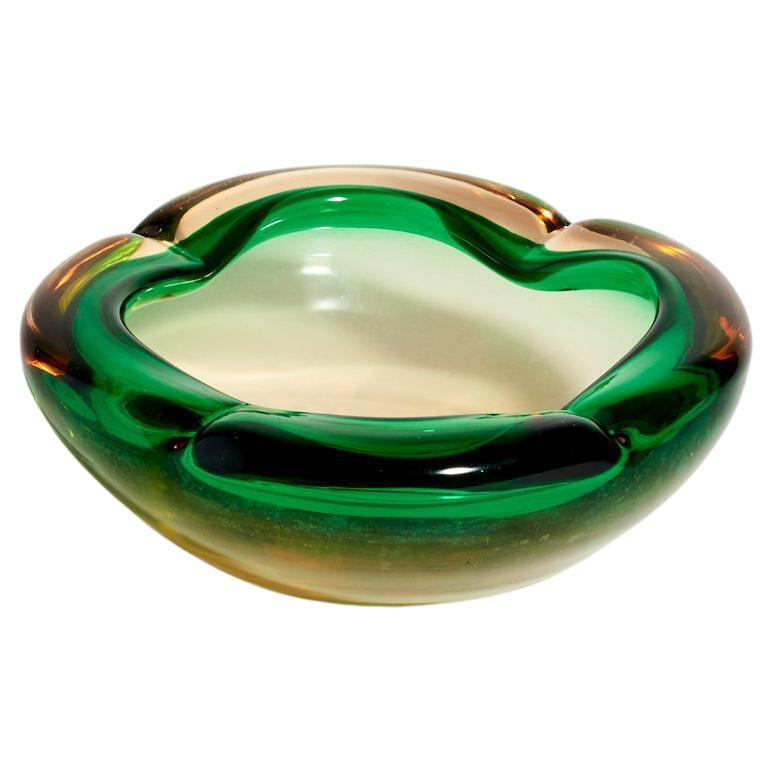 Italian Emerald Green/Amber Bowl