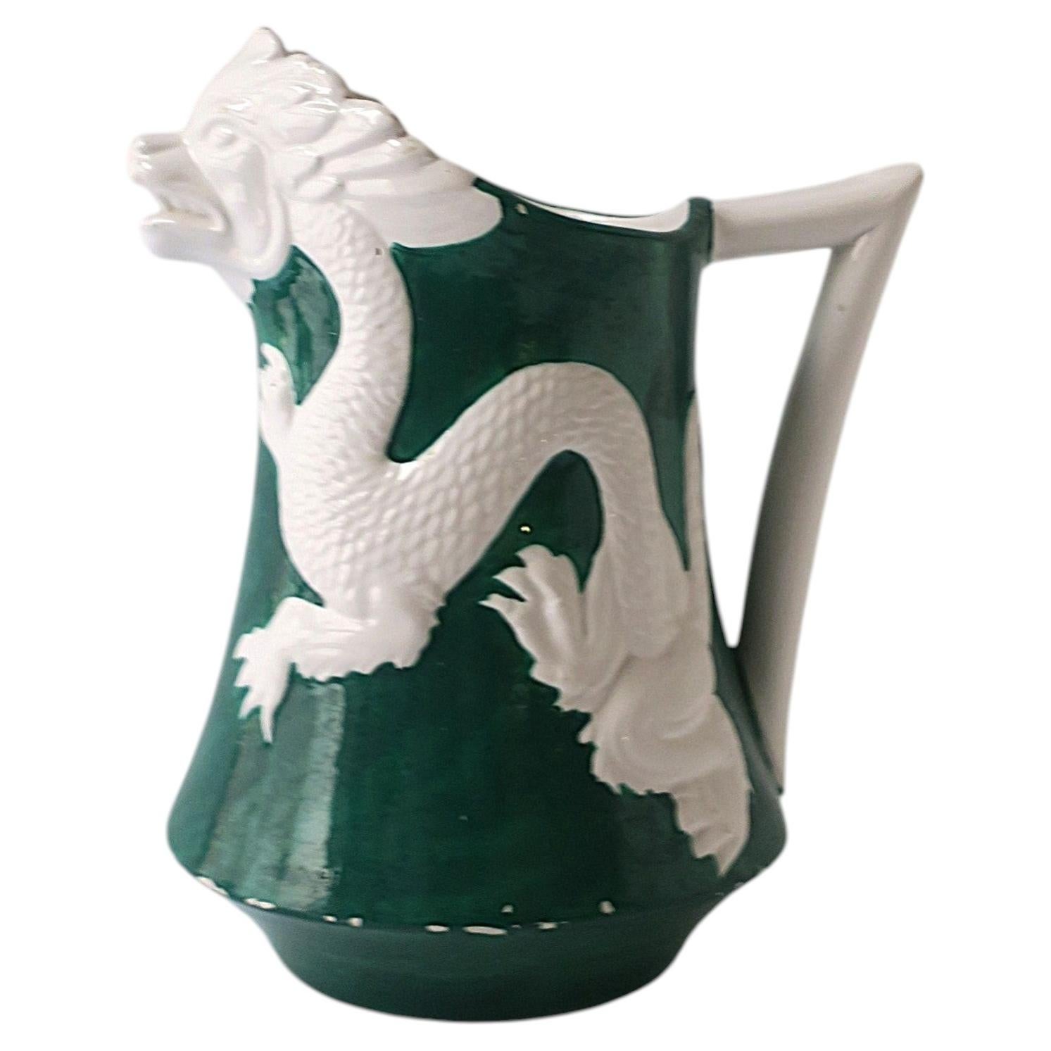 Italian Pitcher Vase with Dragon Relief, Circa 1950s Italy For Sale