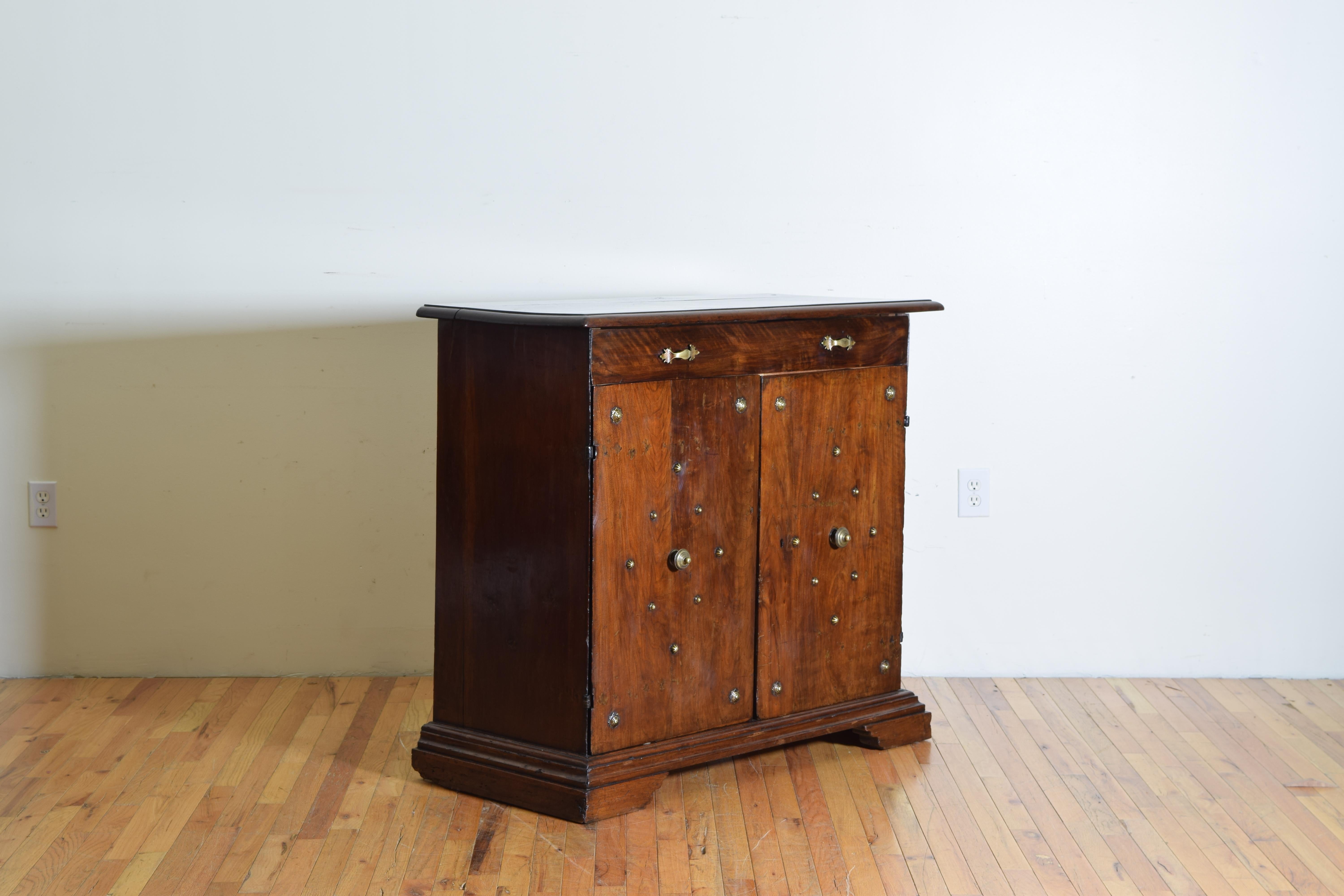 Baroque Italian, Emiliana, 1-Drawer, 2-Door Brass Mounted Credenza, Early 18th Century