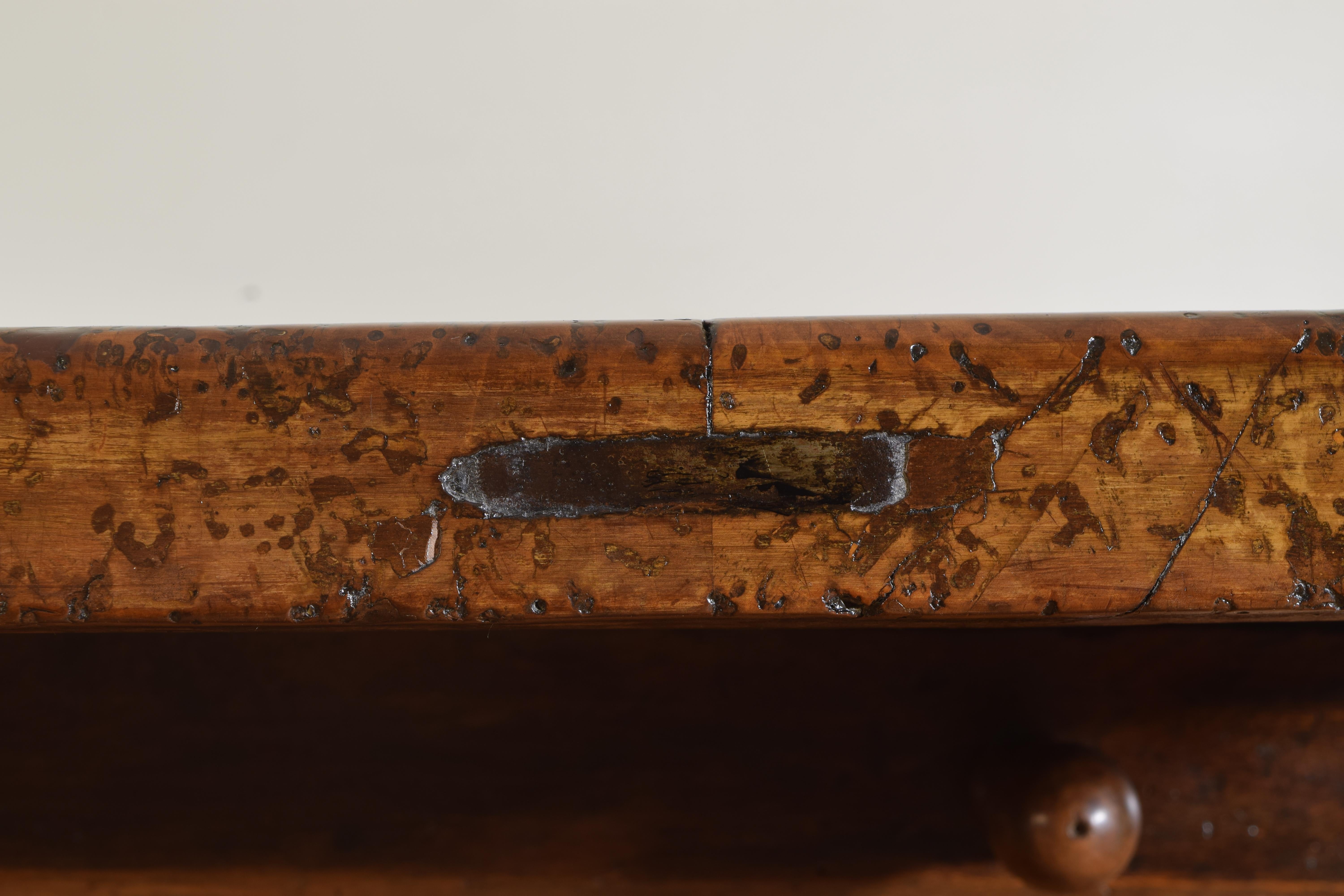 Italian, Emiliana, Baroque Pearwood & Walnut 3-Drawer Table, Late 17th Century 4