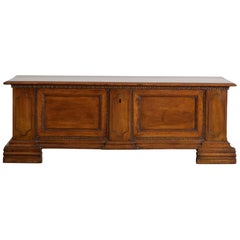 Italian, Emiliana, Barque Period Light Walnut Cassone, 2nd quarter 17th cen.
