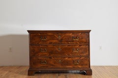 Italian, Emiliana, Louis XIV Period Walnut Veneered 3-Drawer Commode Early 18thC