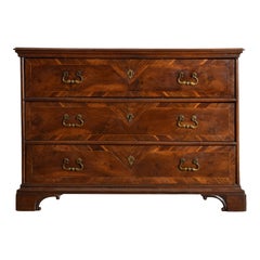 Italian, Emiliana, Louis XIV Period Walnut Veneered 3-Drawer Commode Early 18thC