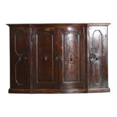 Italian, Emiliana, Louis XIV/XV Shaped Walnut 4-Door Credenza, 2ndq 18th cen.