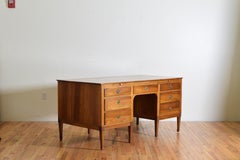 Italian Emiliana, Walnut Louis XVI Style 7-Drawer, 8 Leg Desk with Double Slides