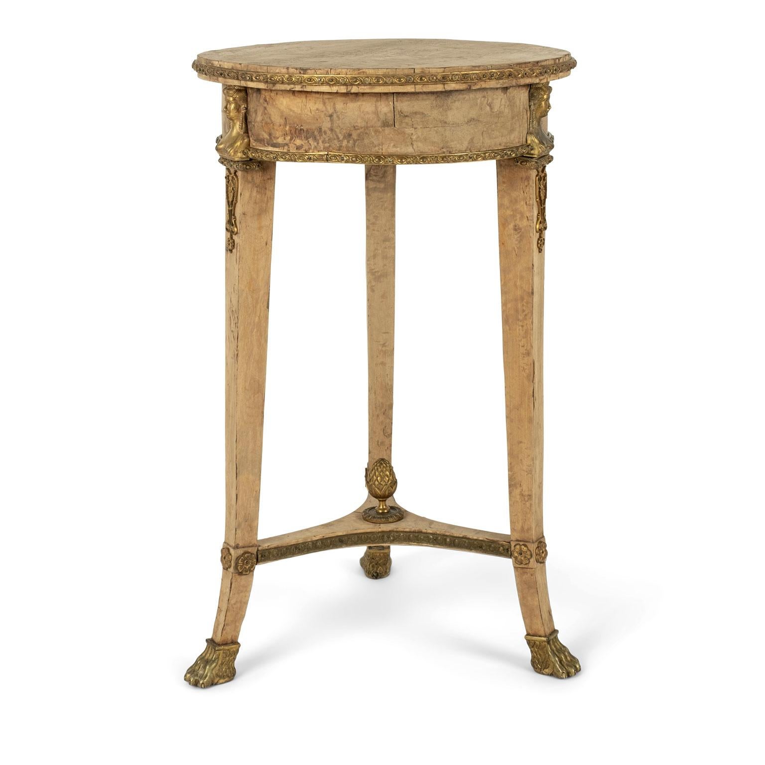 Neoclassical Italian Empire Burl Maple Side Table