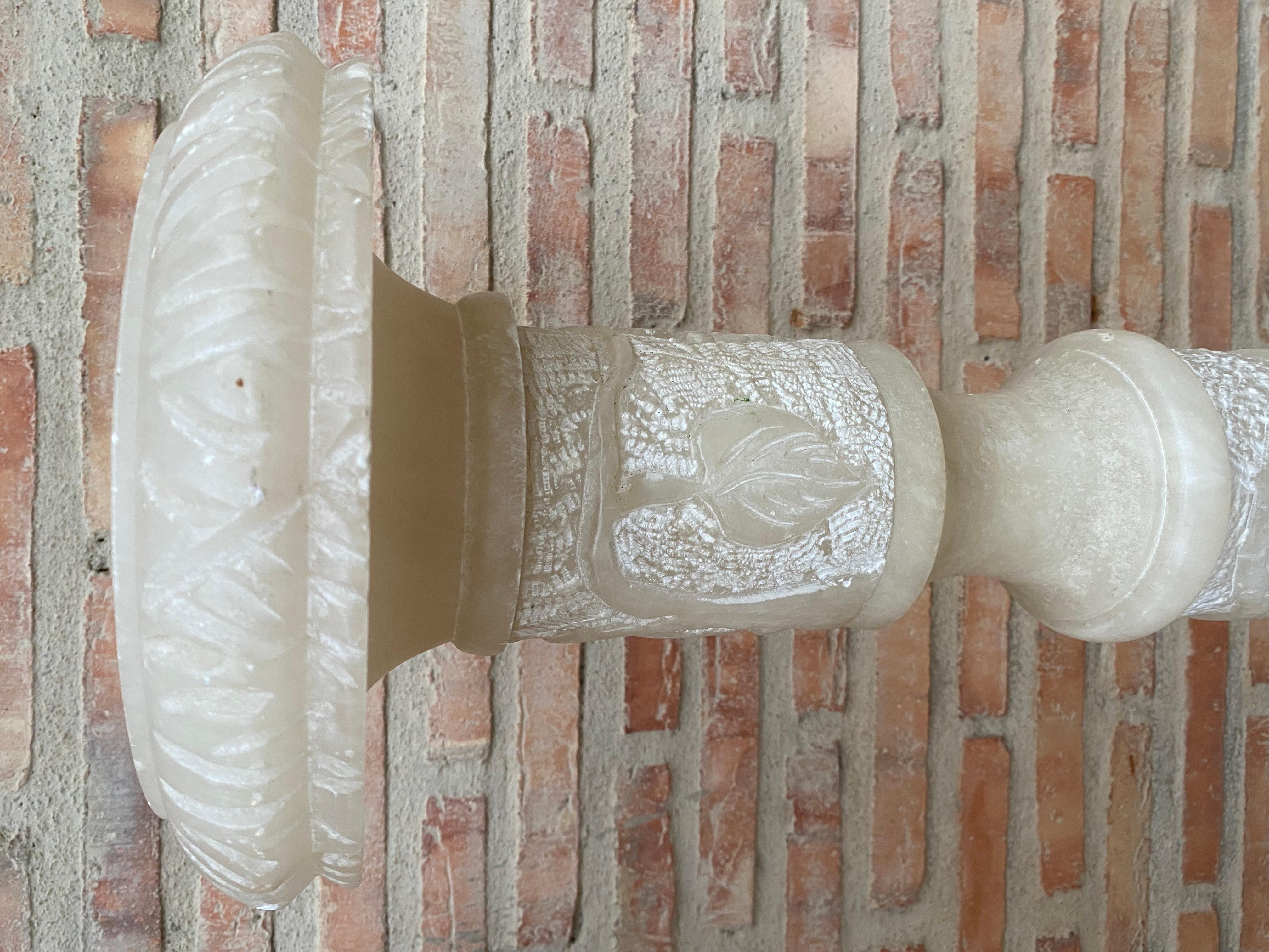 Italian Empire Carved Carrara Marble Pedestal Tables, 1890s, Set of 2 For Sale 6