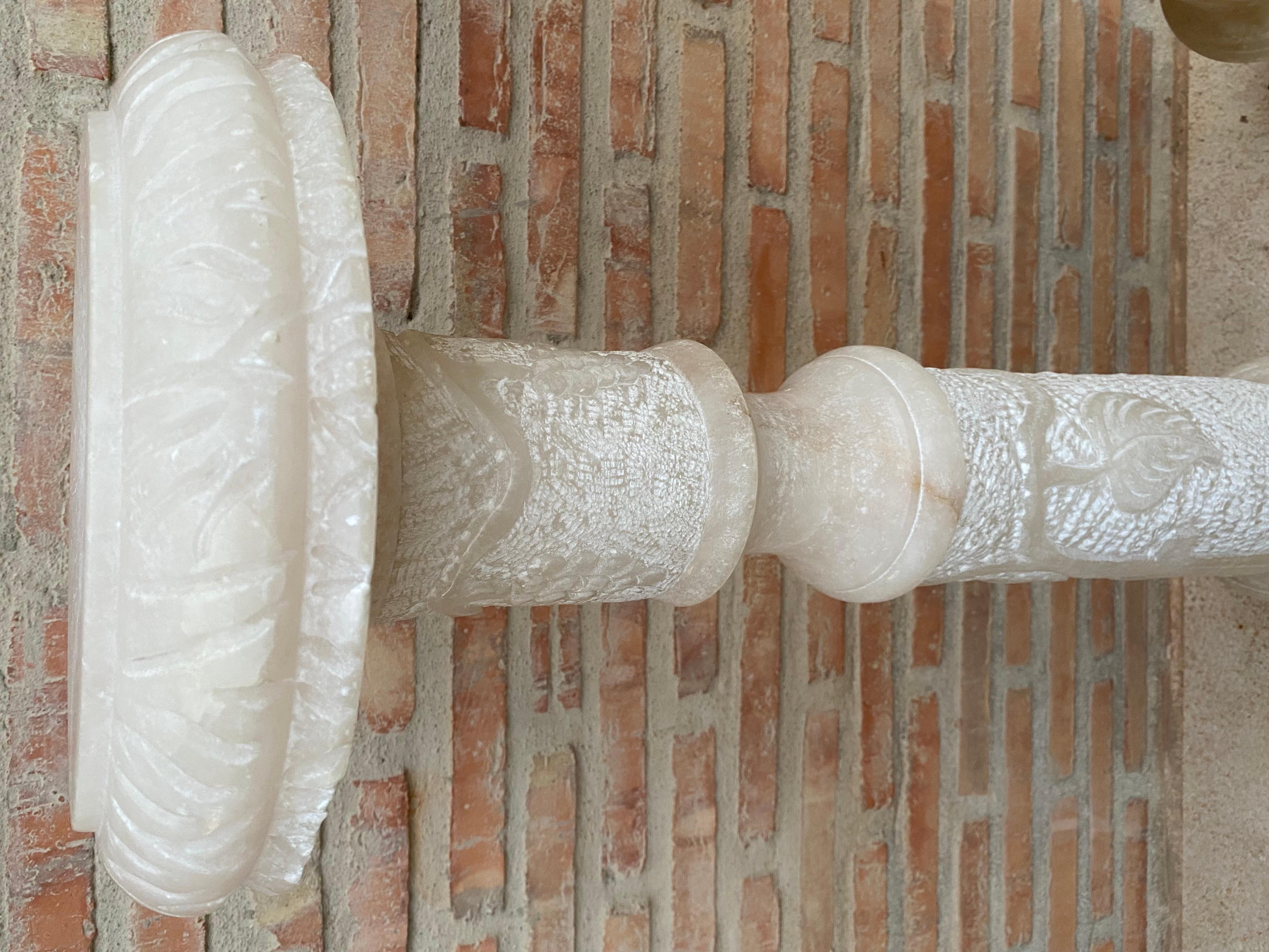 Italian Empire Carved Carrara Marble Pedestal Tables, 1890s, Set of 2 For Sale 4