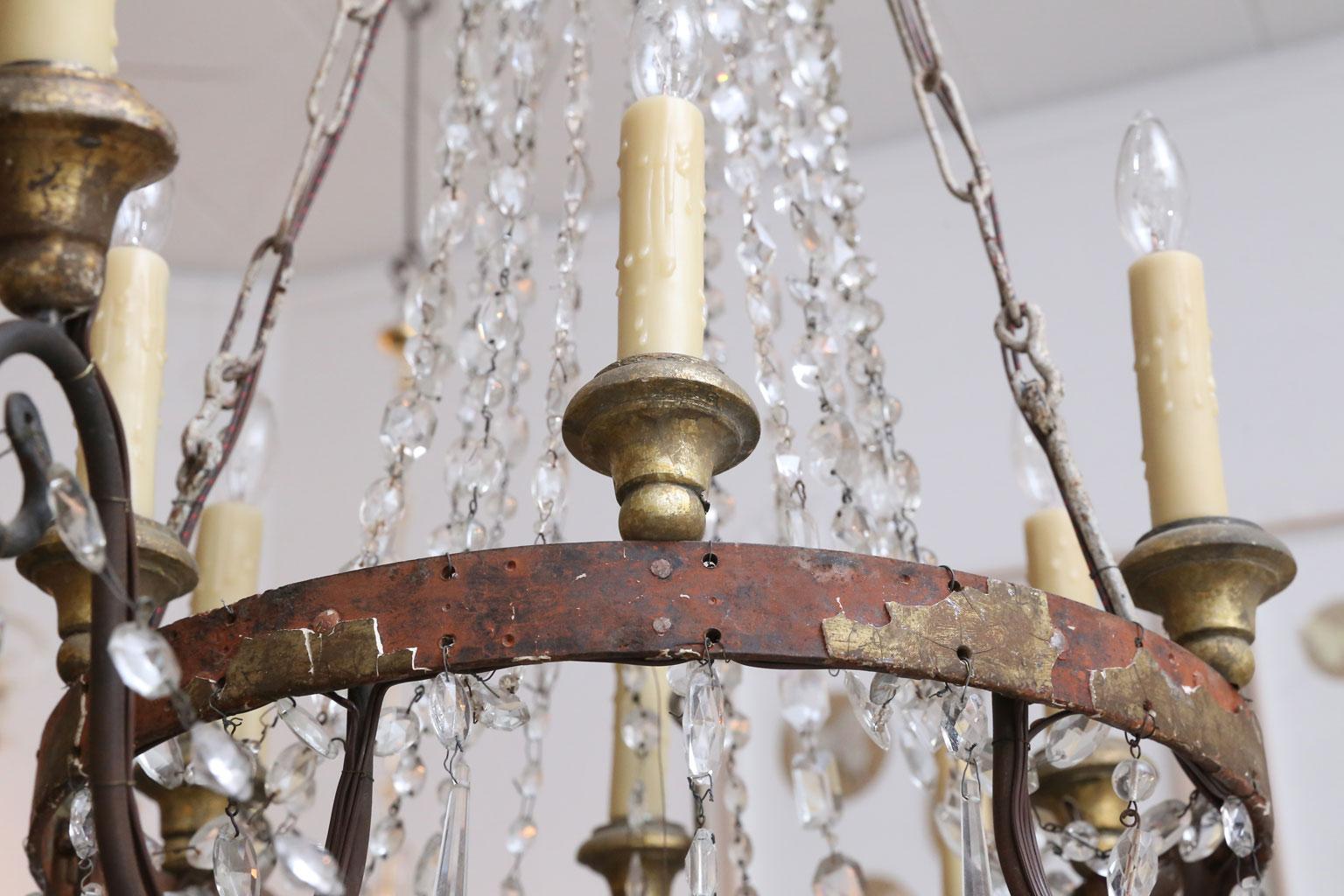 Italian Empire Iron and Crystal Chandelier from Lucca 1