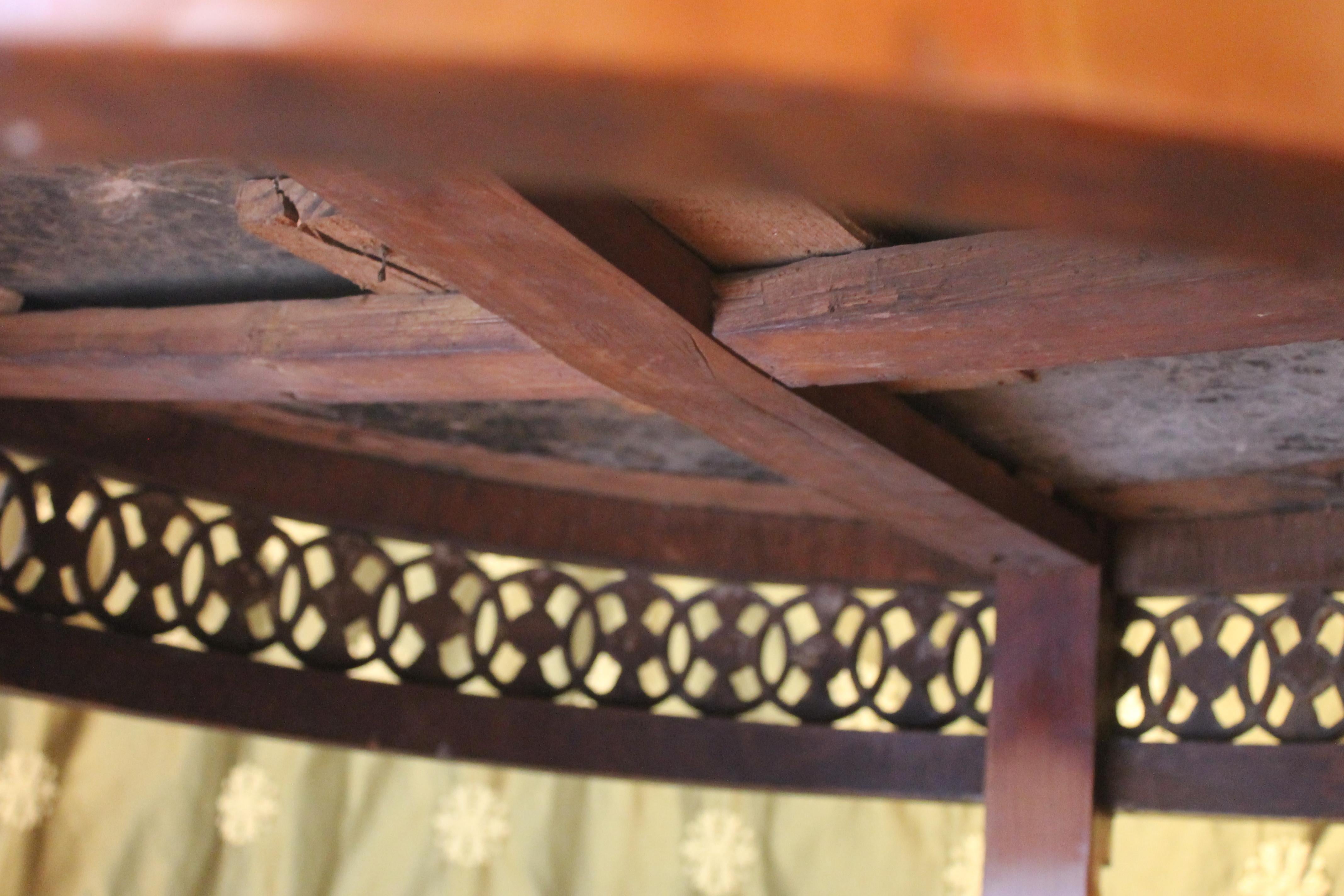 19th Century Italian Empire Cherrywood and Giltwood Centre Table with Dark Green Marble Top