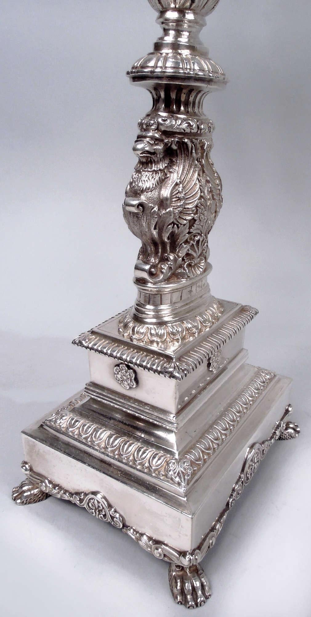 Italian Empire Classical Sterling Silver 5-Light Candelabrum For Sale 3
