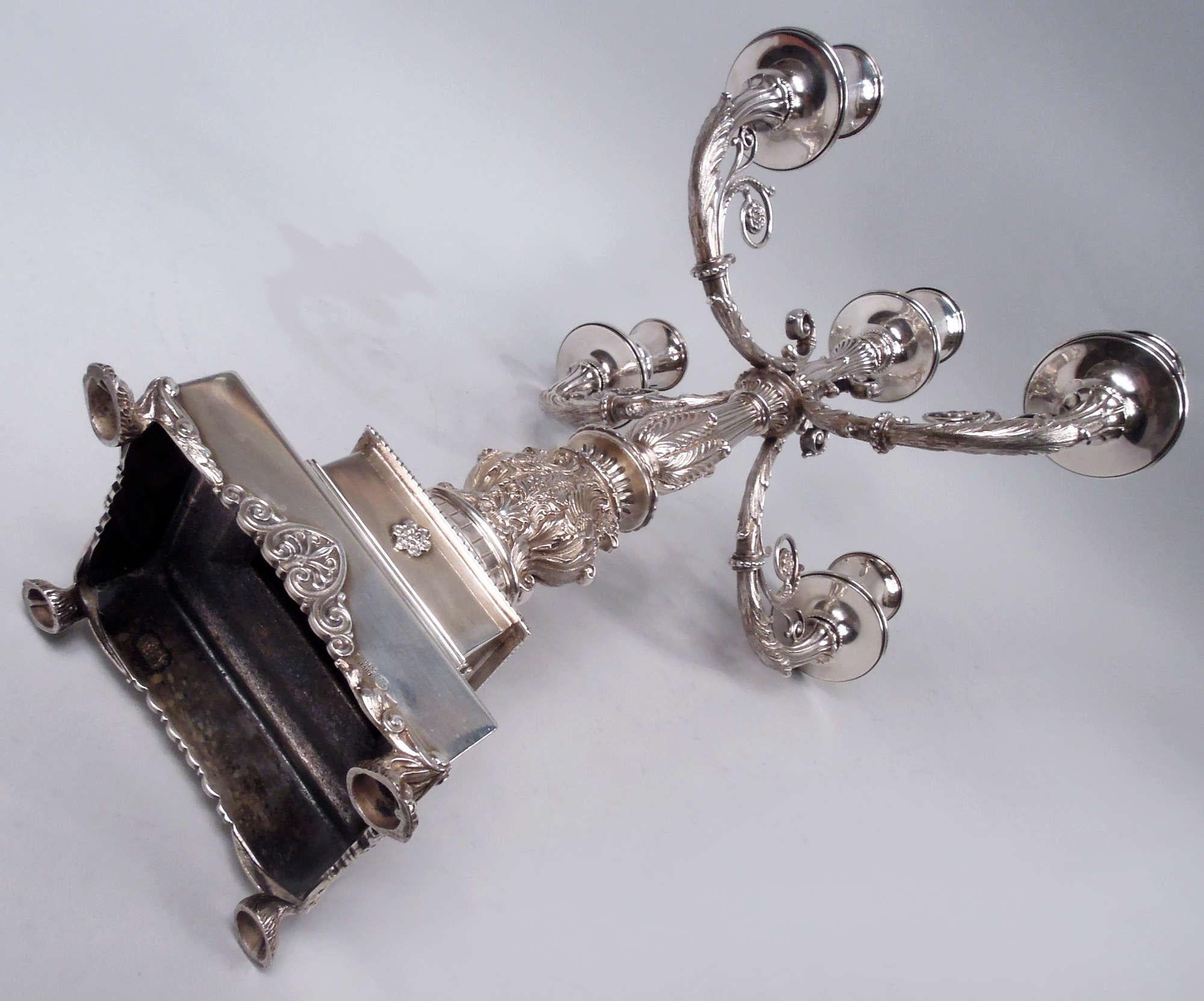 Italian Empire Classical Sterling Silver 5-Light Candelabrum For Sale 5