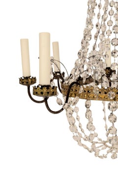 Italian Empire Crystal and Gilt Tole Chandelier