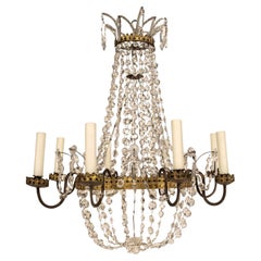 Italian Empire Crystal and Gilt Tole Chandelier