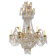 Italian Empire Crystal Basket Form Chandelier Italian Empire Crystal Basket Form Chandelier