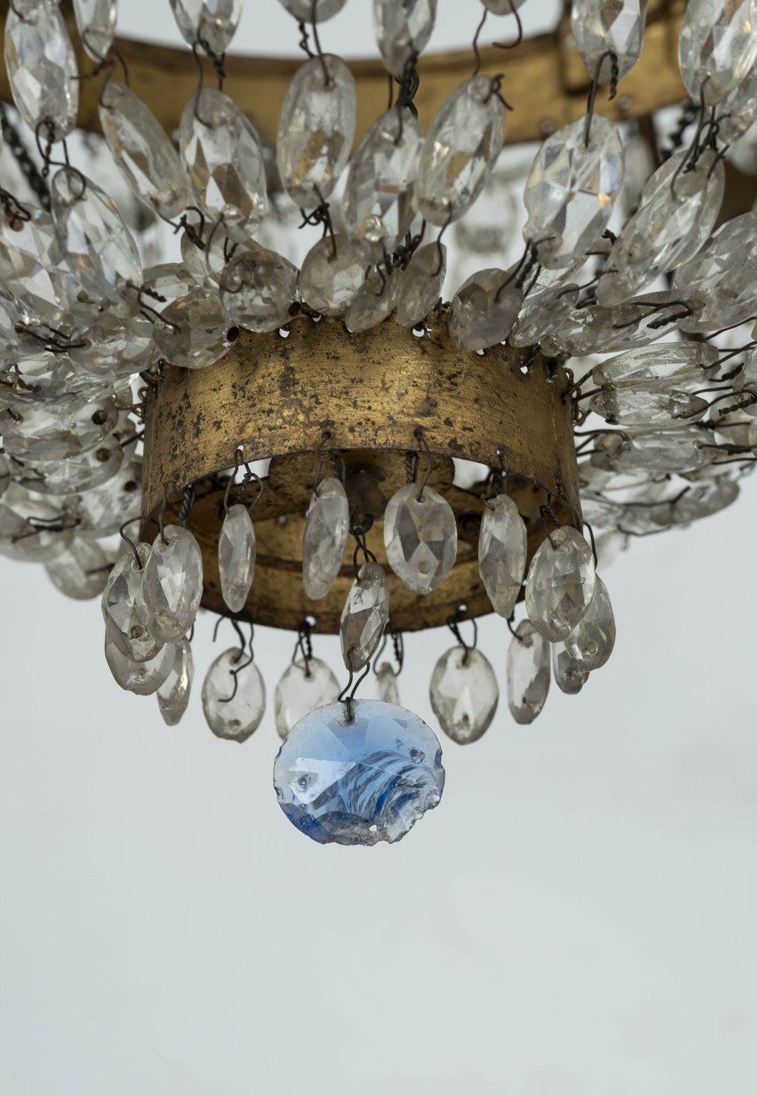 Italian Empire Crystal Beaded and Gilt-Tole Chandelier For Sale 2