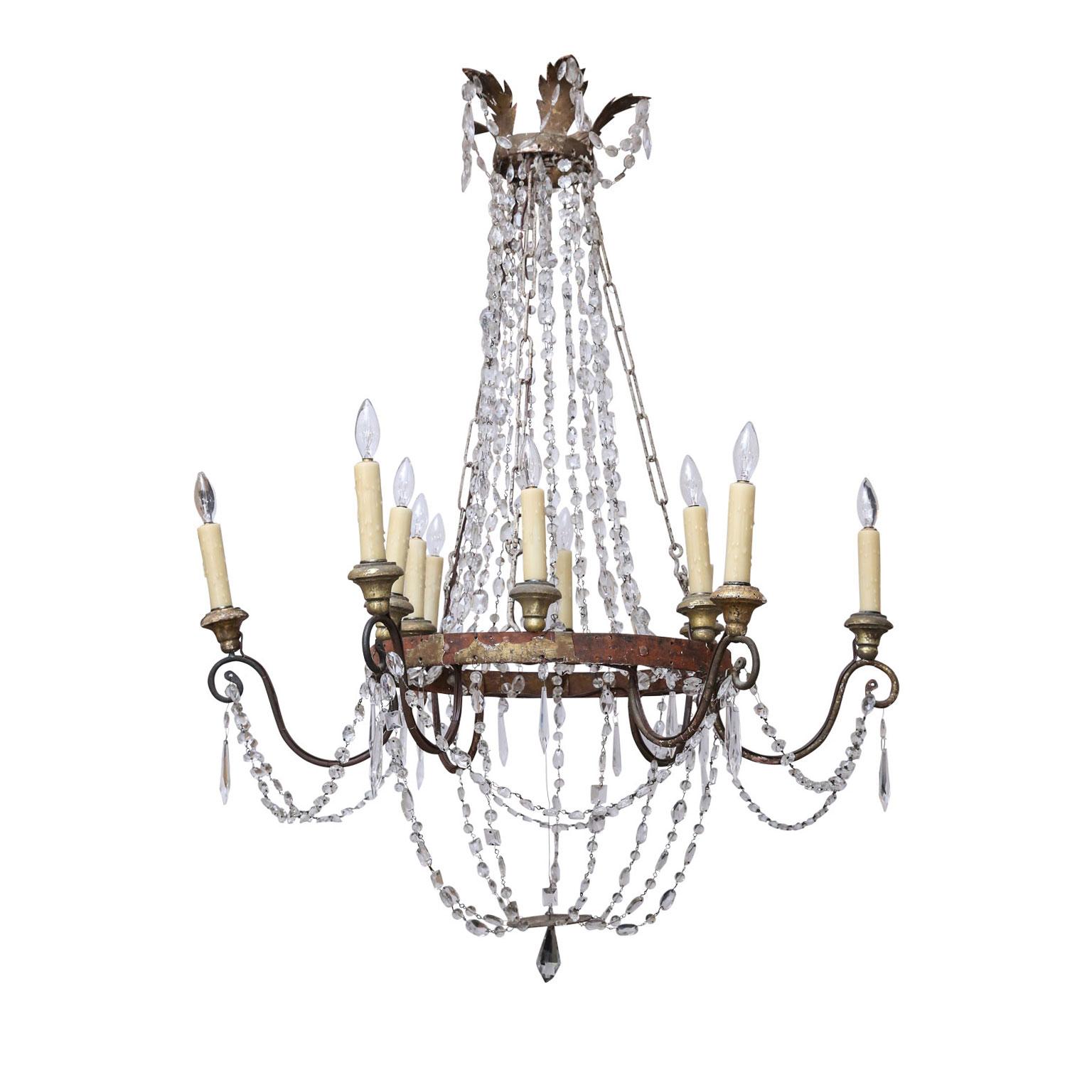 Italian Empire Iron and Crystal Chandelier from Lucca 7
