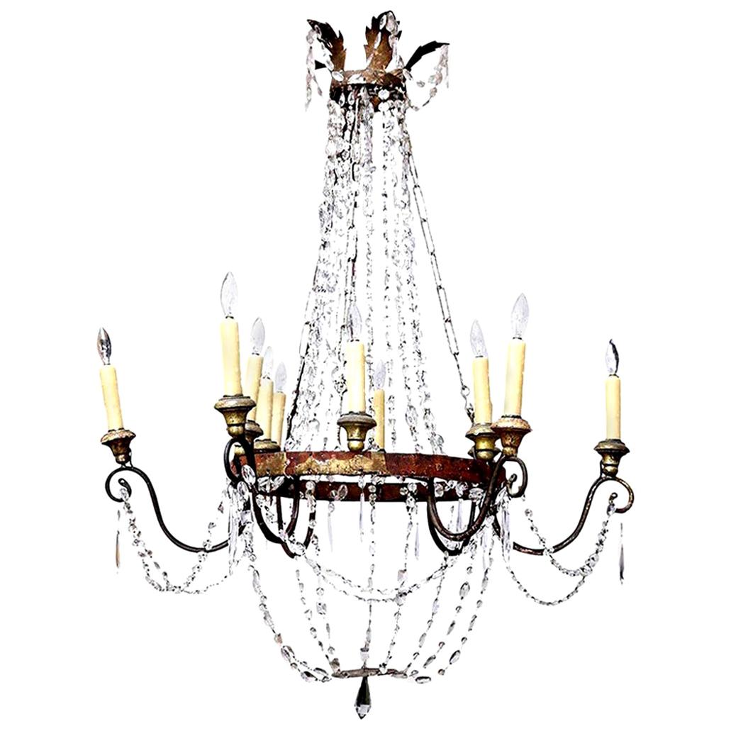 Italian Empire Iron and Crystal Chandelier from Lucca 9