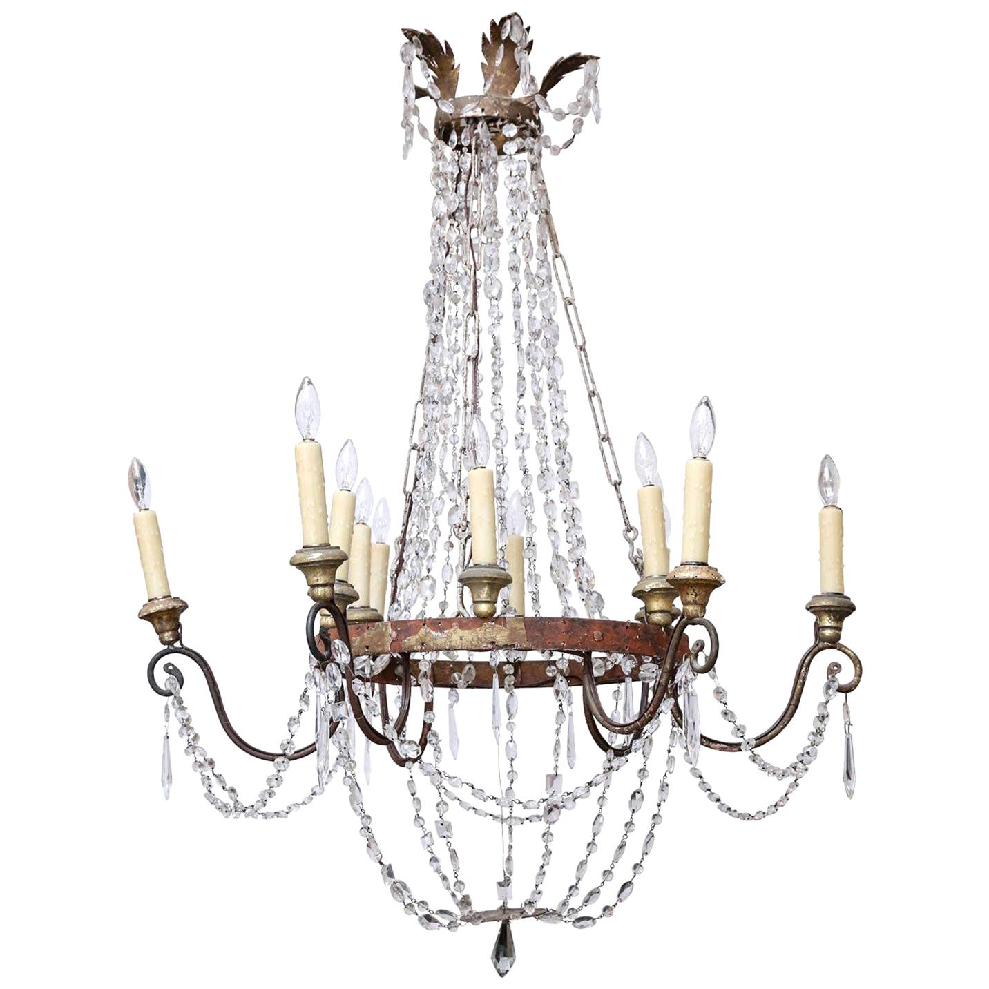 Italian Empire Iron and Crystal Chandelier from Lucca 8