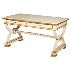 Italienisches Empire Gemalt und Paket vergoldet Bureau Plat