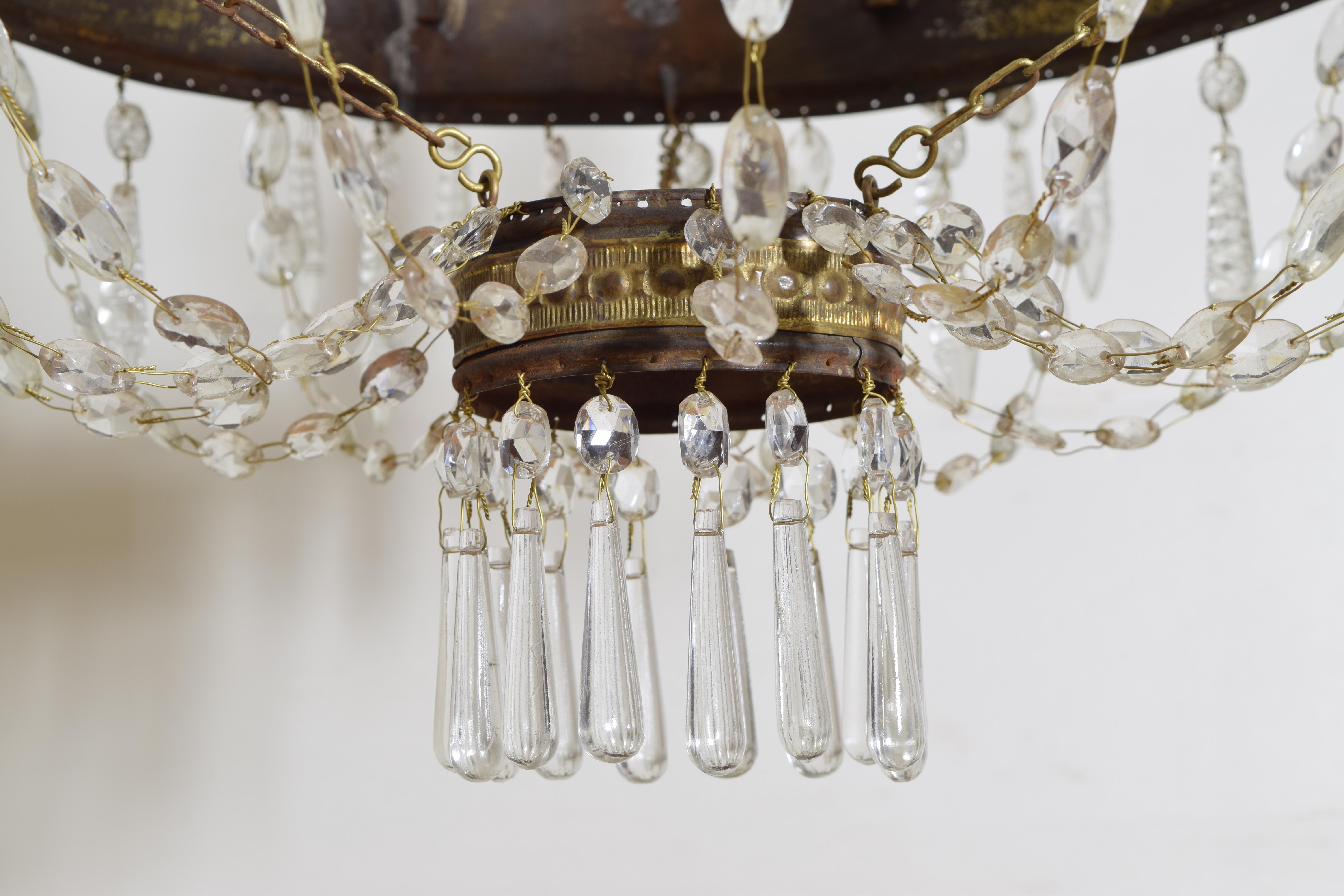 Italian Empire Period Brass, Silvered Brass, and Glass 9-Light Chandelier 7