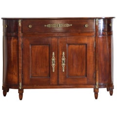 Antique Italian Empire Period Mahogany and Brass Mounted Credenza, Early 19th Century