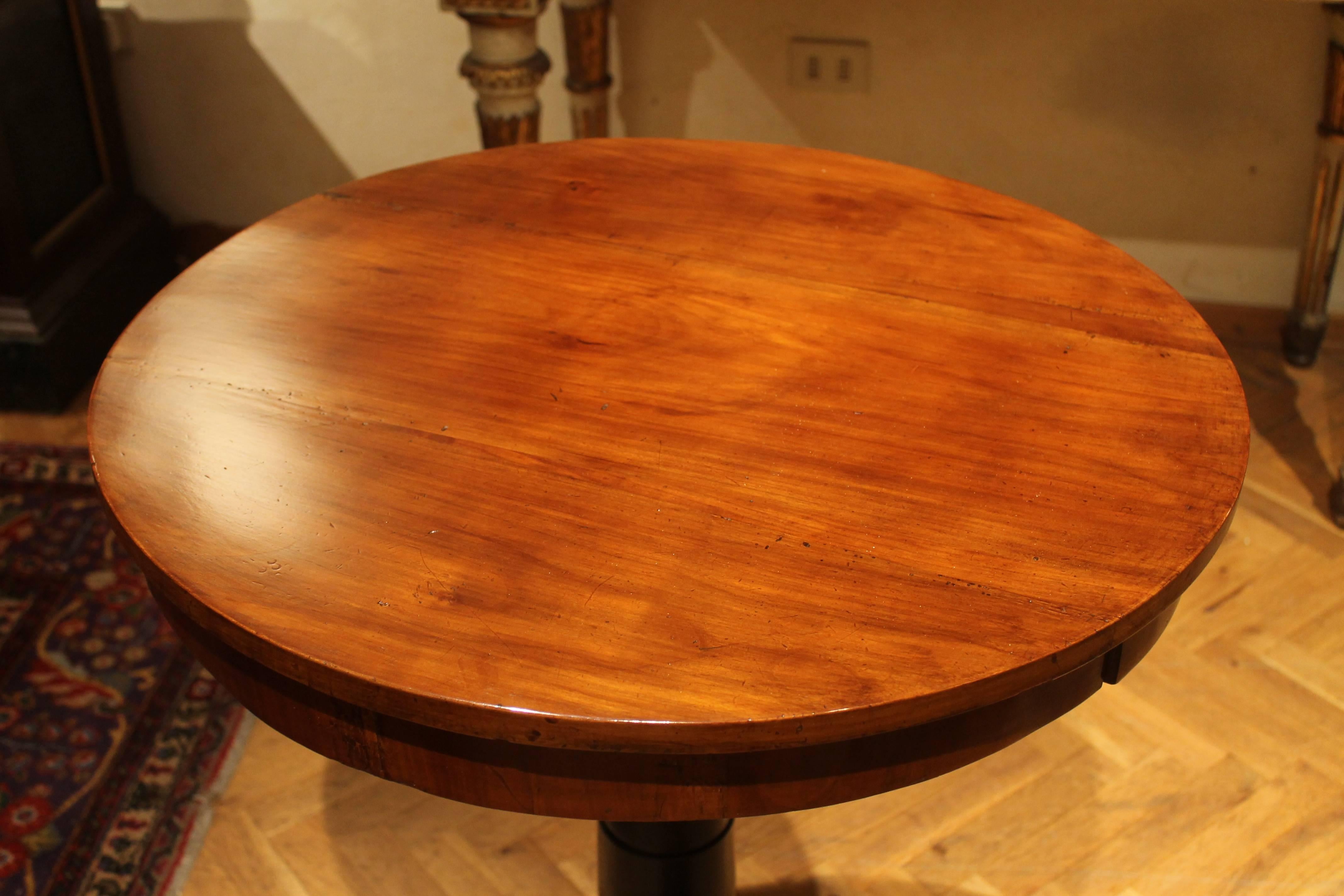 Italian Empire Period Round Pedestal Centre Table in Walnut and Ebonized Wood 5