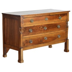 Italian Empire Period Walnut 3 Drawer Commode, 1st Quarter 19th Century