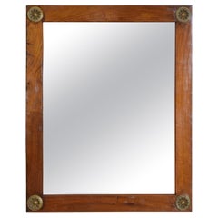 Miroir d'époque Empire italien en noyer et monté en laiton, 1er quart du 19ème siècle