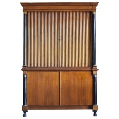 Italian Empire Revival Tambour-Front 2-Piece Cabinet