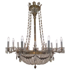 Antique Italian Empire Stile Chandelier Gilded Bronze 20 Lights to Singer Caruso