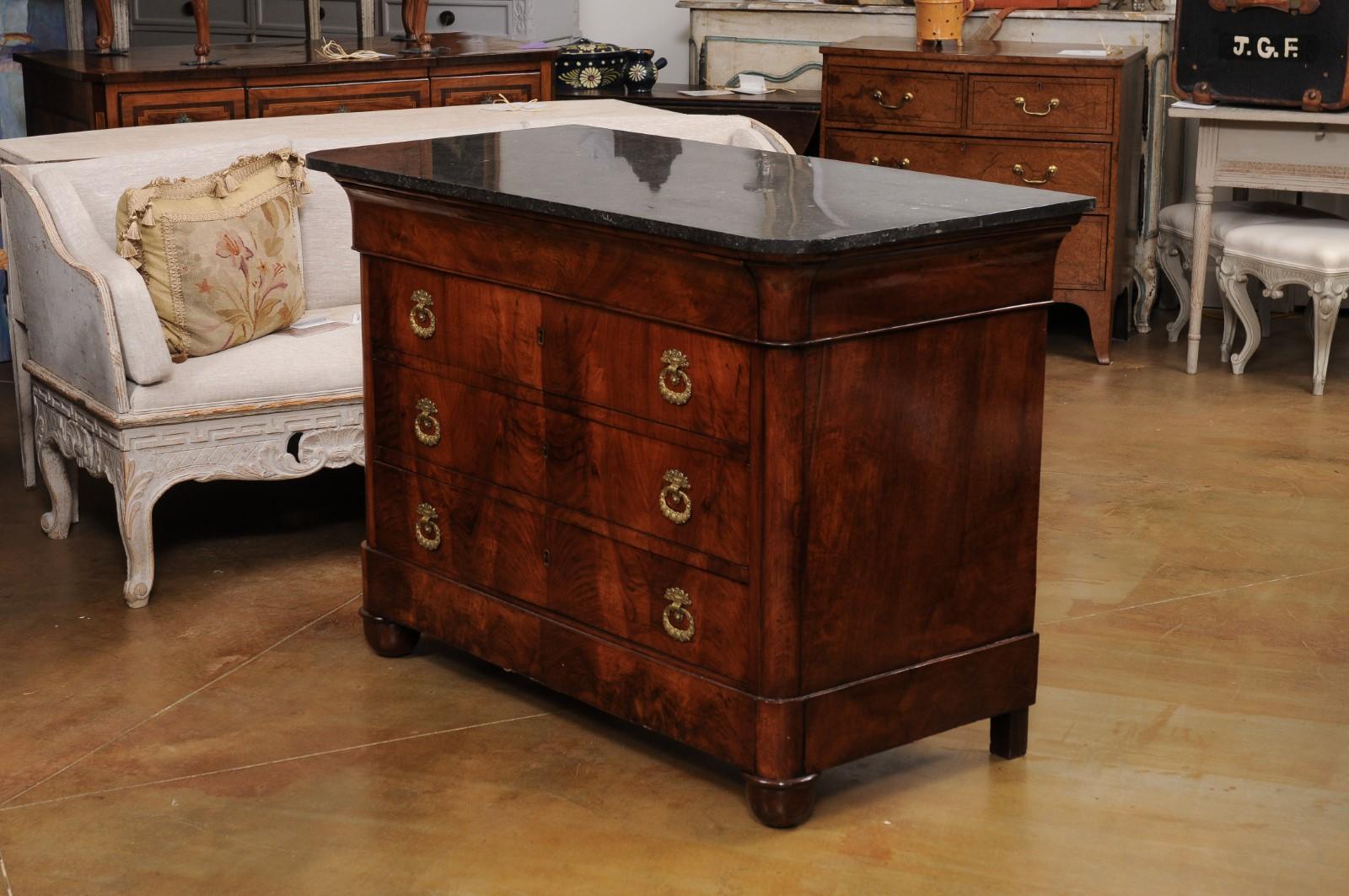 Italian Empire Style 1890s Marble Top Four-Drawer Commode with Bronze Hardware For Sale 7