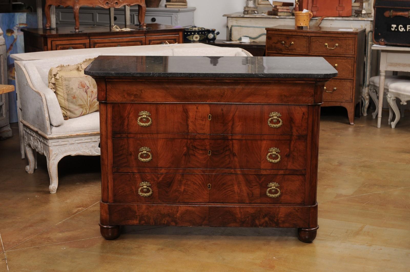 Italian Empire Style 1890s Marble Top Four-Drawer Commode with Bronze Hardware For Sale 8