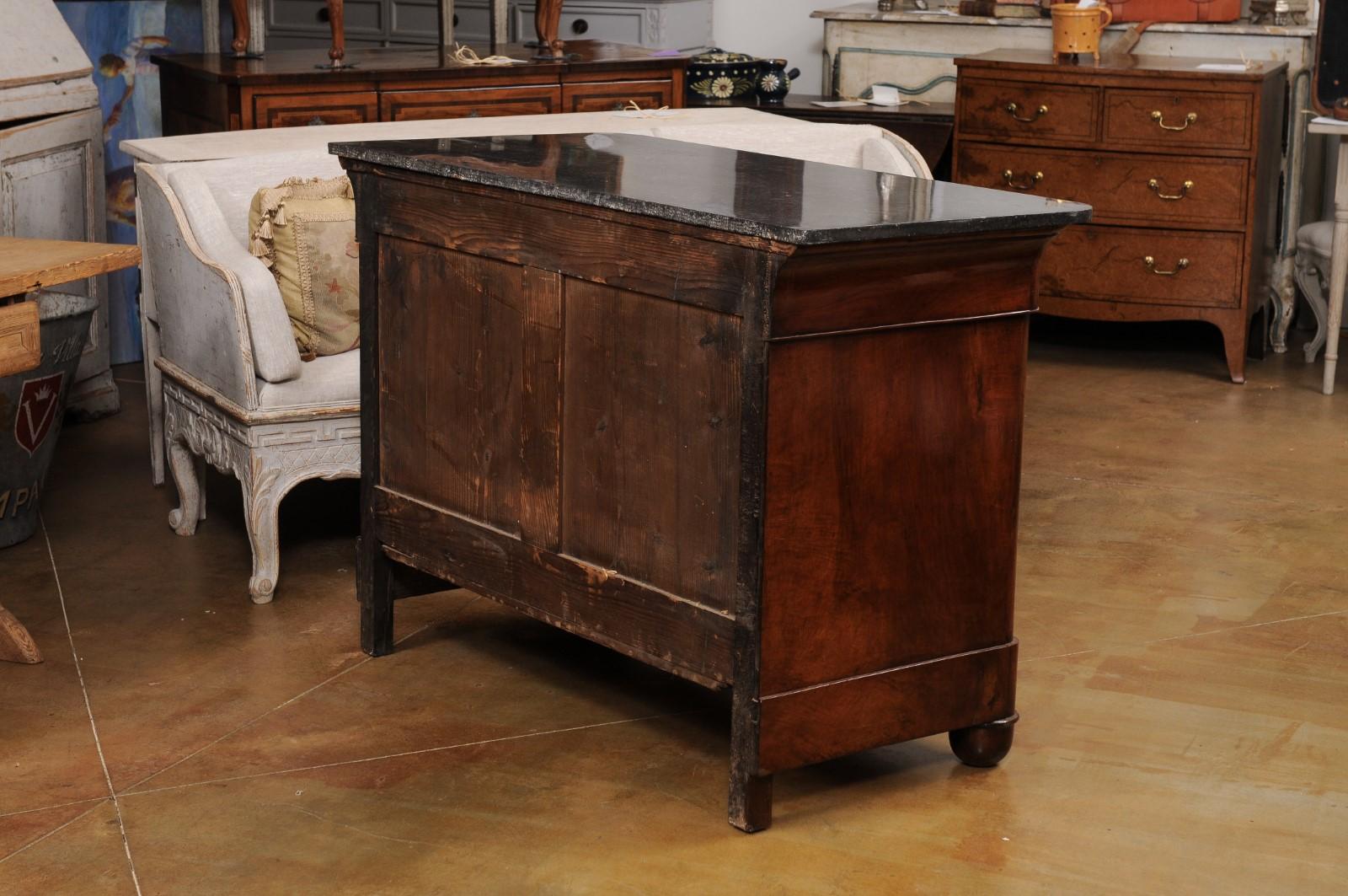 Italian Empire Style 1890s Marble Top Four-Drawer Commode with Bronze Hardware For Sale 3