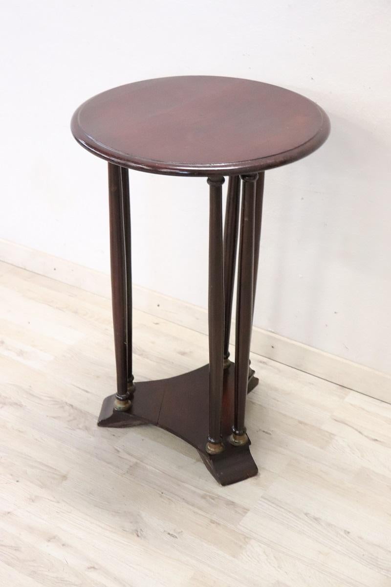 Late 20th Century Italian Empire Style Beech Wood Round Pedestal Table  For Sale