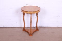 Italian Empire Style Burl Wood Gueridon with Carved Swan Motif