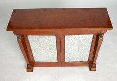 Italian Empire Style Burlwood Sideboard / Credenza With Mirrored Front Door